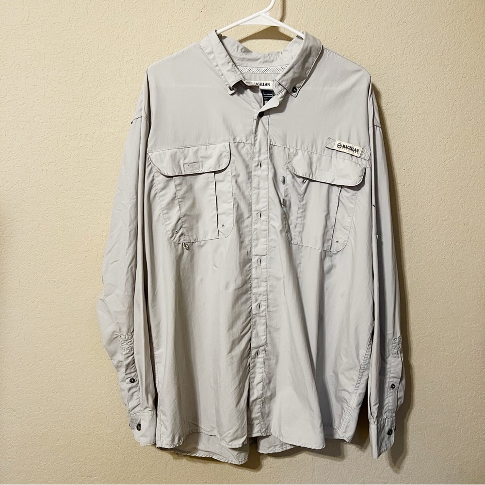 Magellan Light Grey Fishing Button Up Shirt